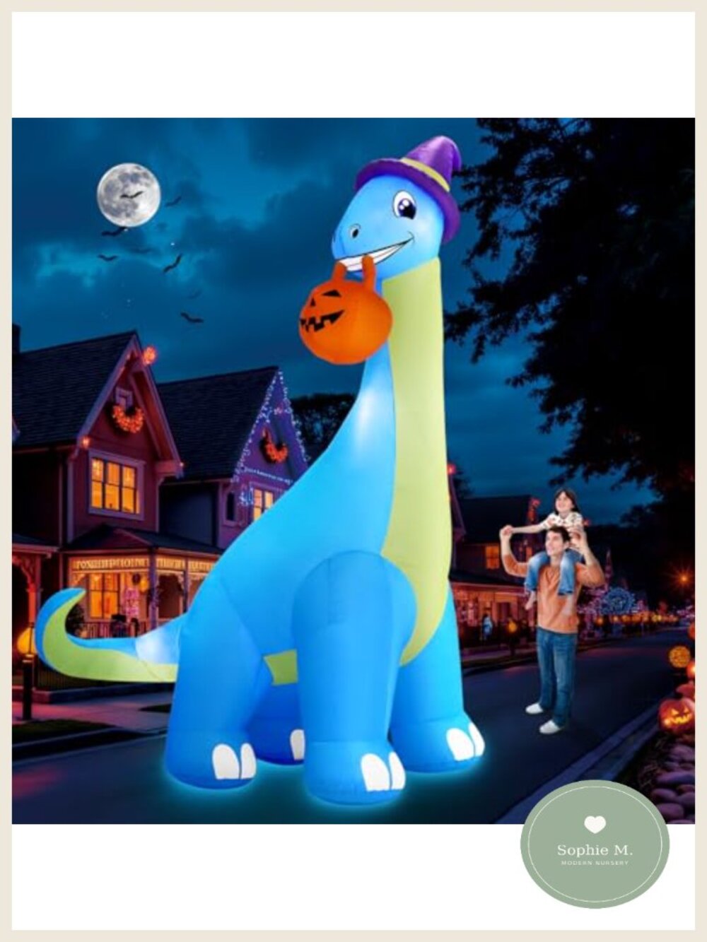 13ft Giant Halloween Inflatable Dinosaur with Built-in LEDs Blower
